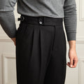 Trousers | High Waist | Pleated Wool | Herringbone Weave | Straight Fit