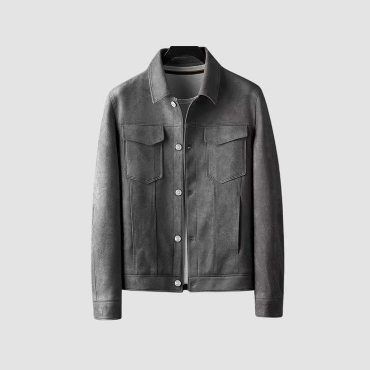 Suede Effect Jacket | Slim Fit with Lapel Collar