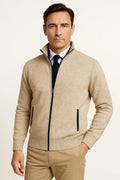 Knit Cardigan | Full Zip | Stand Collar | Ribbed