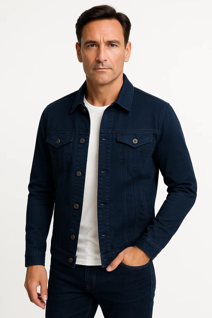 Cotton Blend Denim Jacket | Smart-Casual Regular Fit