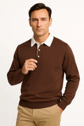 Knit Polo Shirt | Contrast Collar & Quarter Button Placket