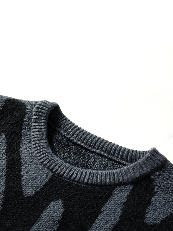 Knit Sweater | Abstract Pattern Crew Neck