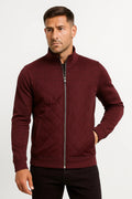 Jacket | Quilted Knit, Stand Collar, Zip Front