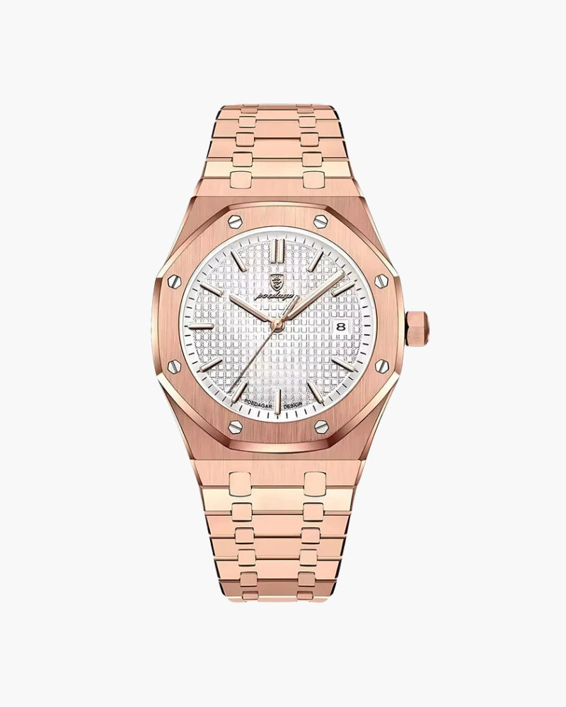 Stainless Steel Quartz Watch | Rose Gold Case | Blue Dial