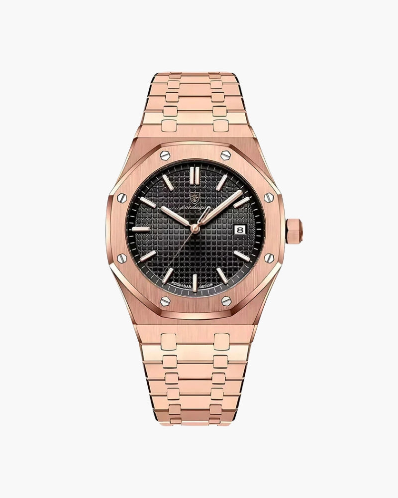 Stainless Steel Quartz Watch | Rose Gold Case | Blue Dial