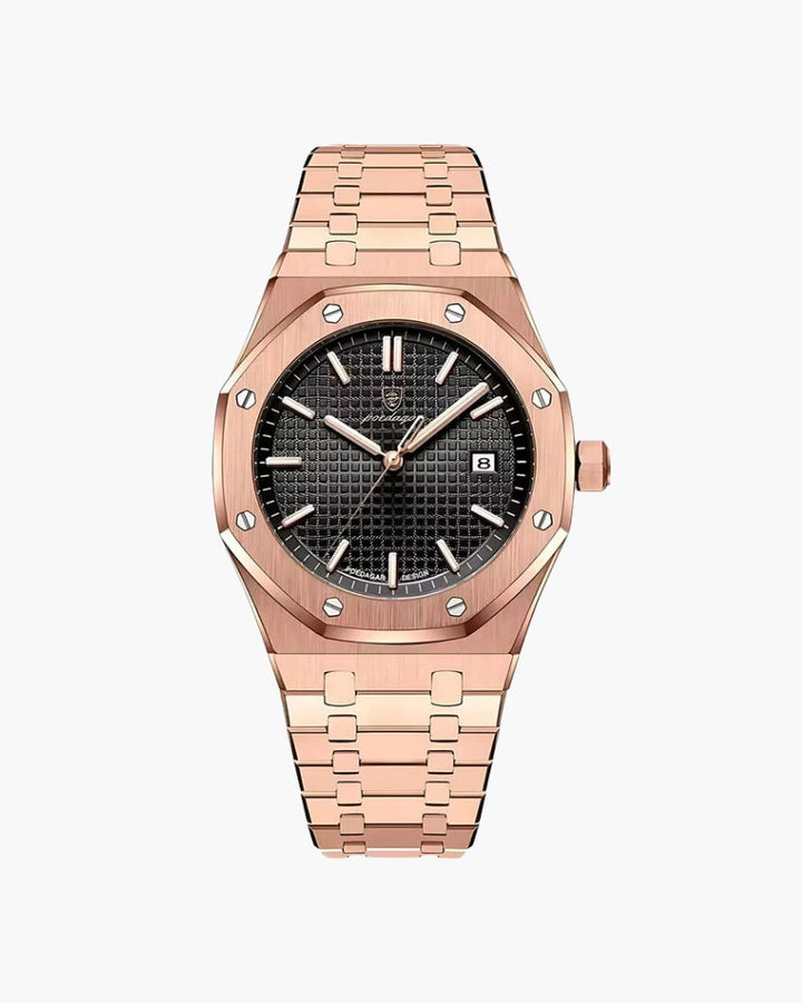 Stainless Steel Quartz Watch | Rose Gold Case | Blue Dial