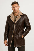 Men's Longline Faux Leather Coat | Fur Collar | Winter Outerwear