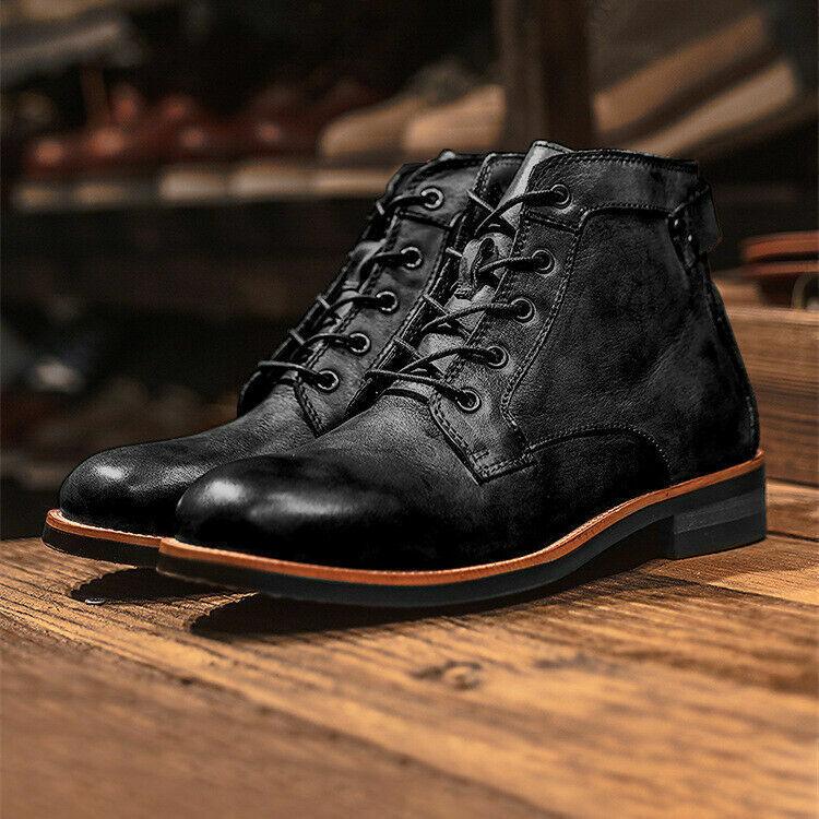 Men’s Lace-Up Ankle Boots | Leather Look | Durable Sole