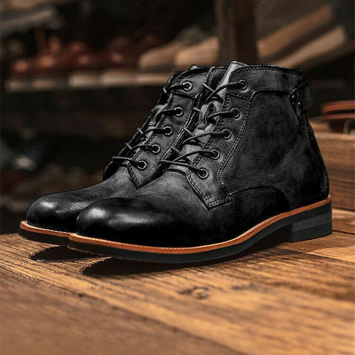 Men’s Lace-Up Ankle Boots | Leather Look | Durable Sole