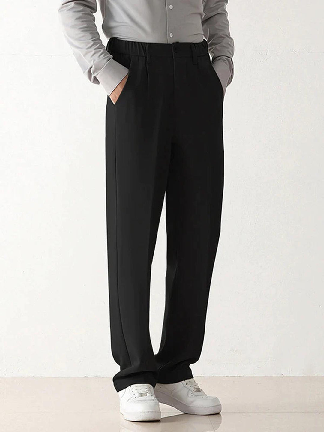 Draped Wide Leg Trousers | Stretch Blend | Zipper Fly | Regular Rise