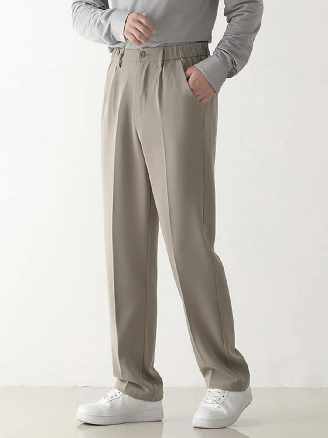 Draped Wide Leg Trousers | Stretch Blend | Zipper Fly | Regular Rise