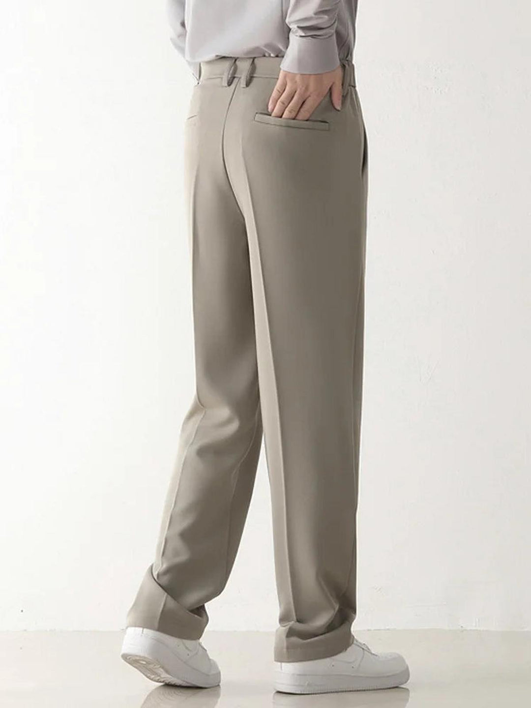 Draped Wide Leg Trousers | Stretch Blend | Zipper Fly | Regular Rise