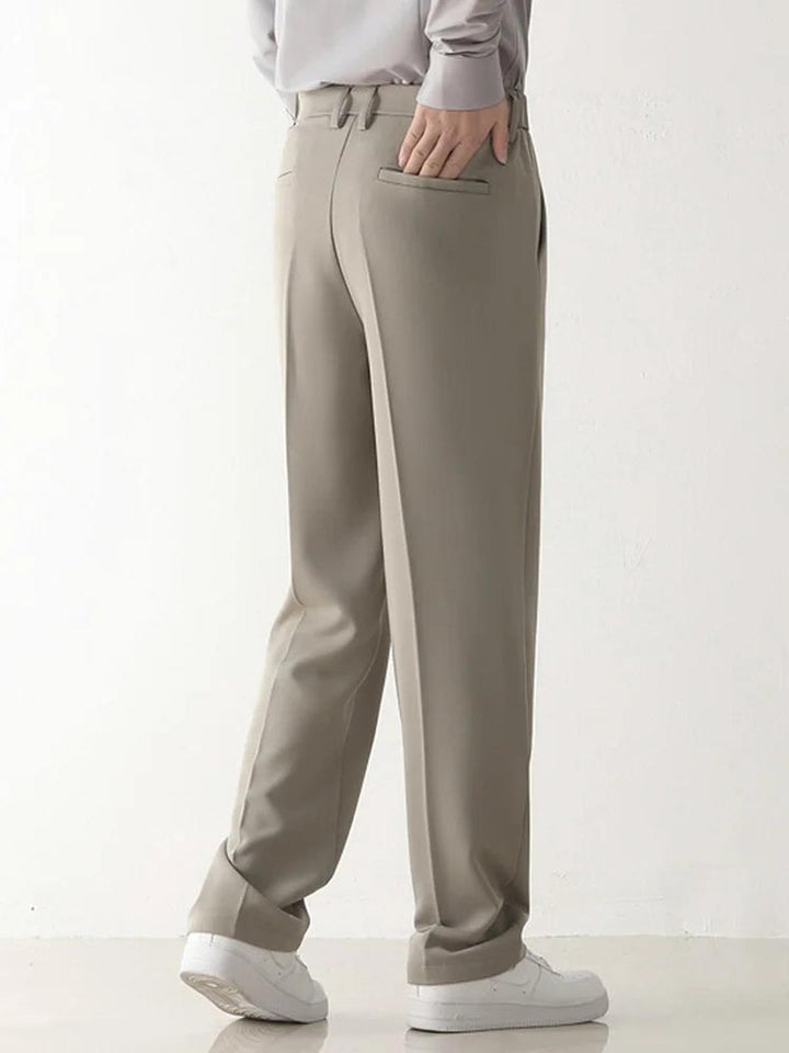 Draped Wide Leg Trousers | Stretch Blend | Zipper Fly | Regular Rise