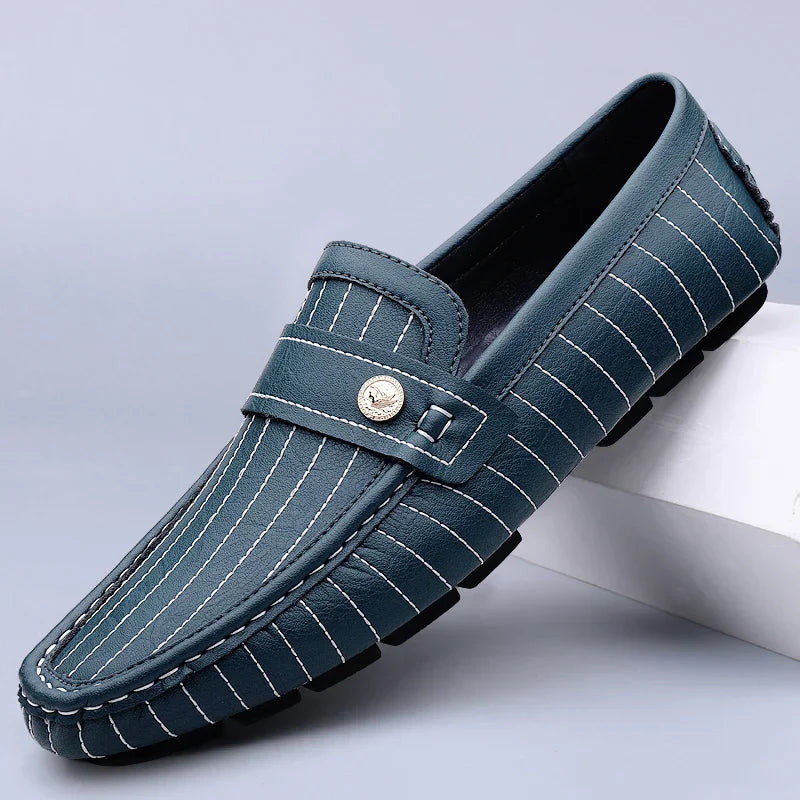 Leather Loafers | Pinstripe Detailing