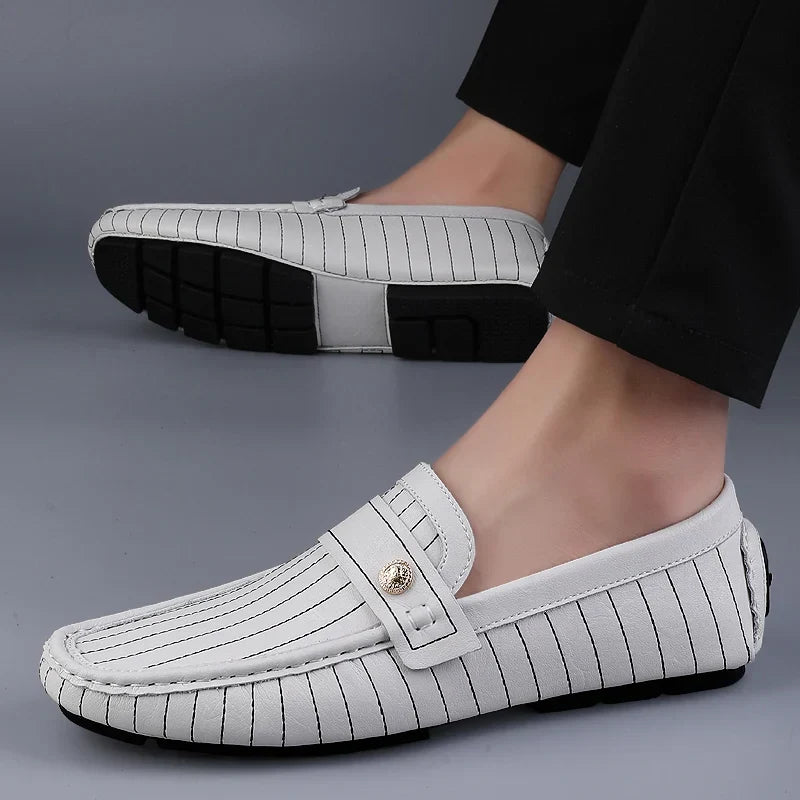 Leather Loafers | Pinstripe Detailing