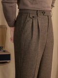 Wool Herringbone Trousers | Side Adjusters | The Core Collection