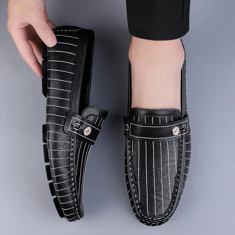 Leather Loafers | Pinstripe Detailing