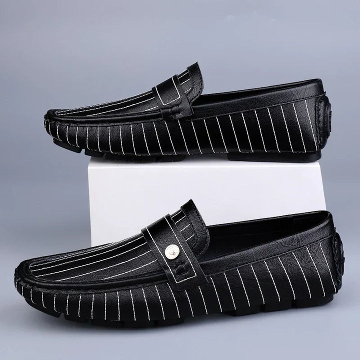 Leather Loafers | Pinstripe Detailing