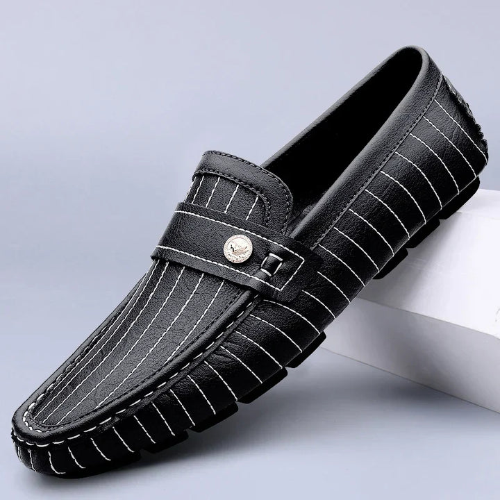 Leather Loafers | Pinstripe Detailing