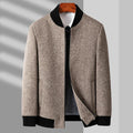 Bomber Jacket | Wool Blend | Herringbone Texture | Regular Fit