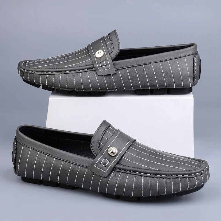 Leather Loafers | Pinstripe Detailing