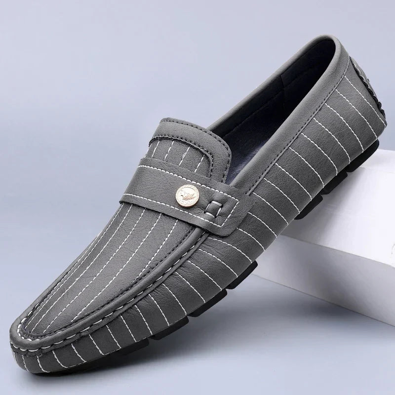 Leather Loafers | Pinstripe Detailing