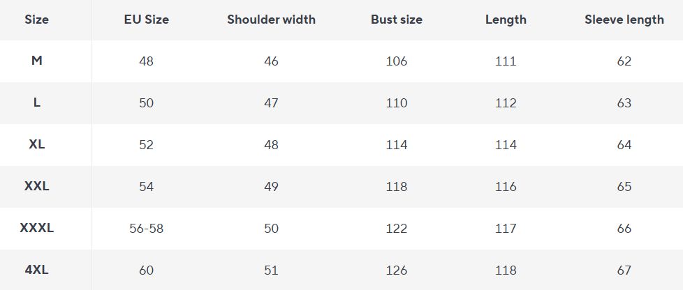 Overcoat, Wool Blend, Double-Breasted, Camel - Size Chart