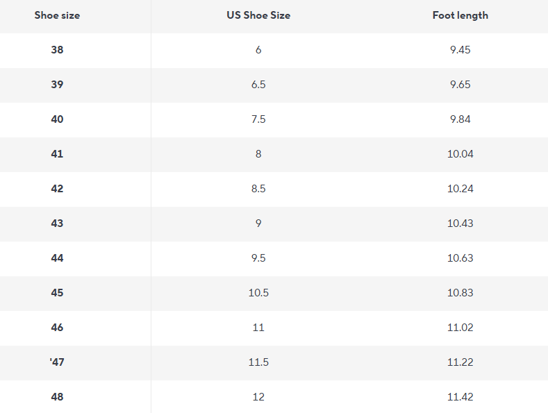 Leather Loafers | Cowhide Upper | Cushioned Sole - Size Chart