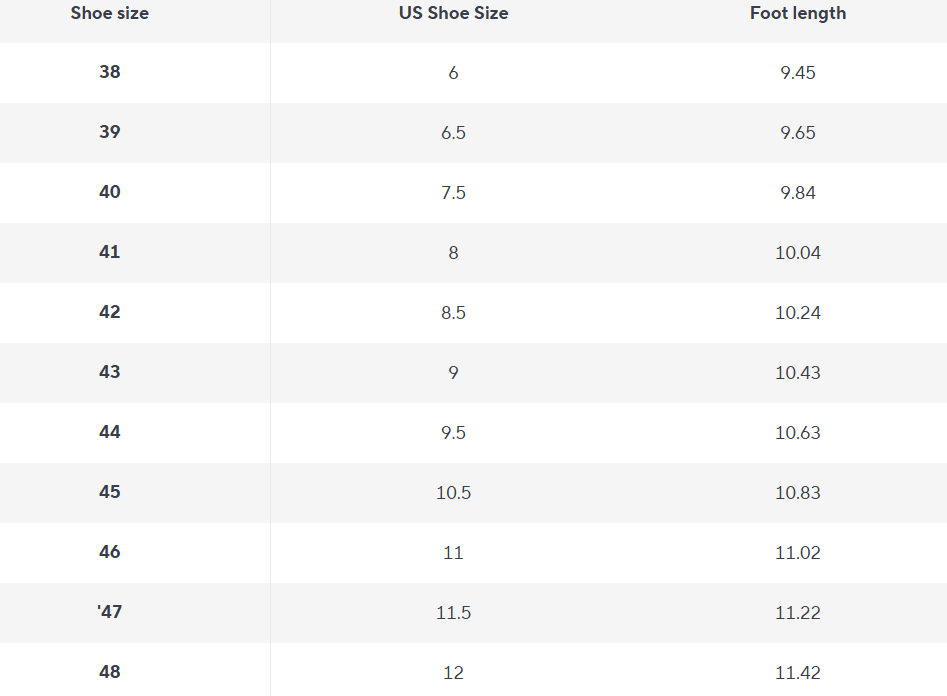 Comfort Slides for Men | Dual-Strap Design - Size Chart