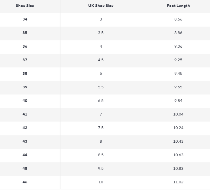 Chelsea Boots | Side Zip Leather Ankle Boot - Size Chart