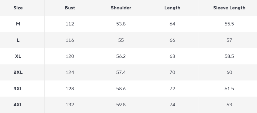 Hooded Puffer Jacket | Insulated Cotton Blend | Black - Size Chart