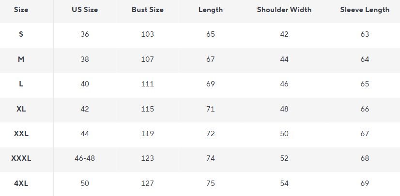 Hoodie | Tricolour Casual Relaxed Fit with Chevron Design - Size Chart