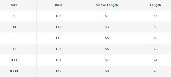 Puffer Jacket | Lightweight Hooded Insulated Outerwear - Size Chart