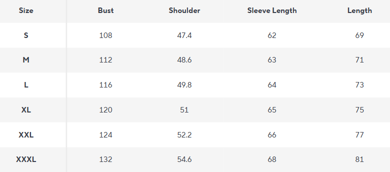 Men’s Zip-Up Fleece Hoodie | Soft Lined | Everyday Comfort - Size Chart