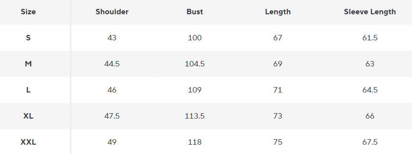 Knit Sweater | Shawl Collar | Button Detail - Size Chart