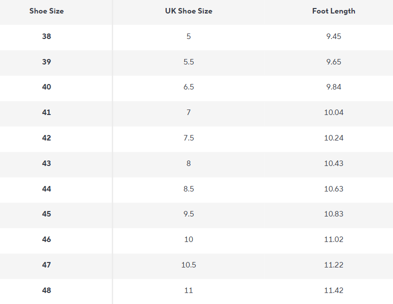 Craft Leather Chelsea Boots | Round Toe | Rubber Sole - Size Chart