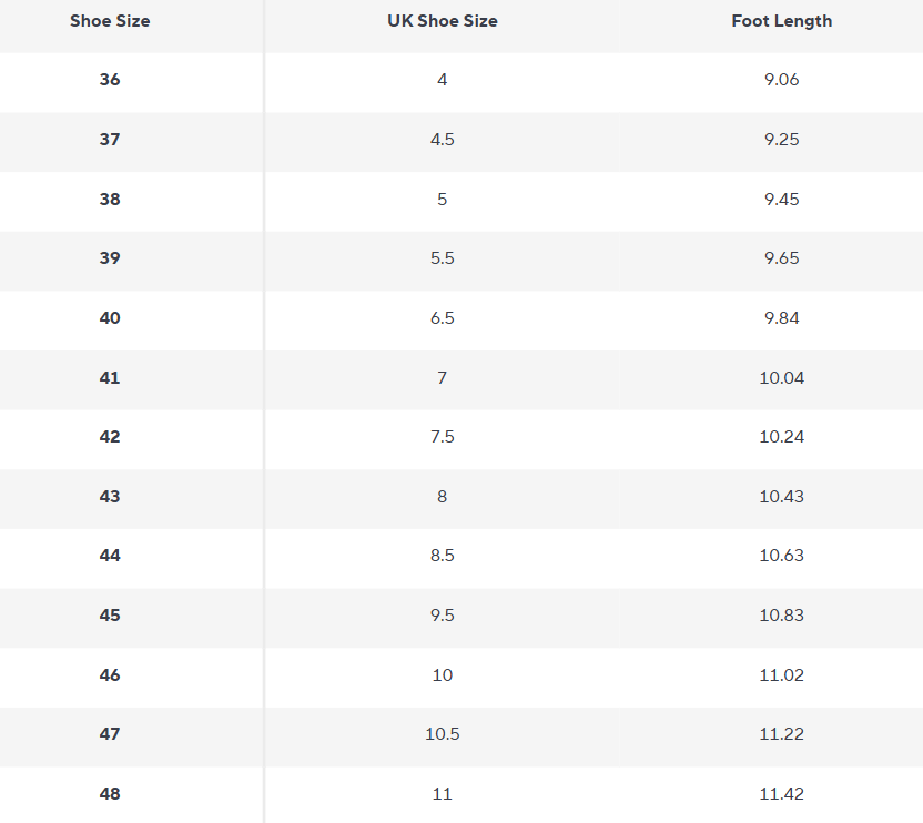 Chelsea Boots | Split Leather | Craft Collection - Size Chart