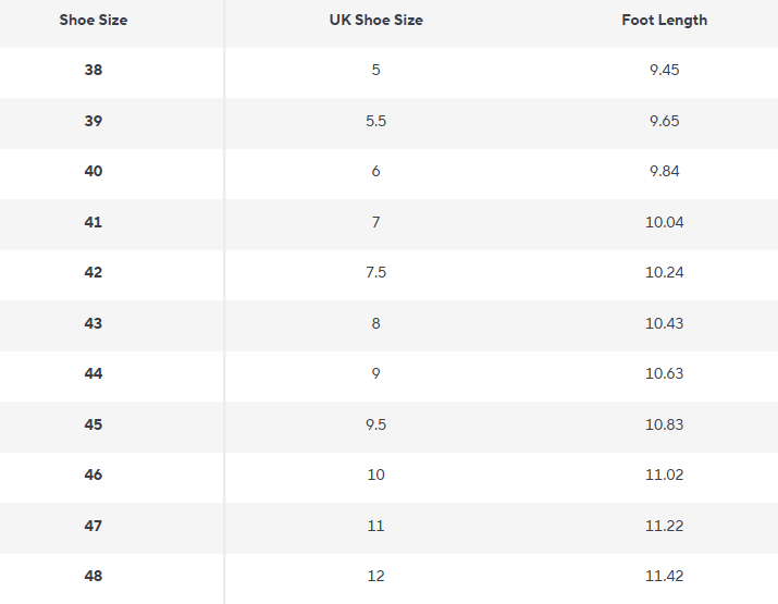 Clog Slippers | PU Leather | Orthopaedic Comfort Slip-On - Size Chart