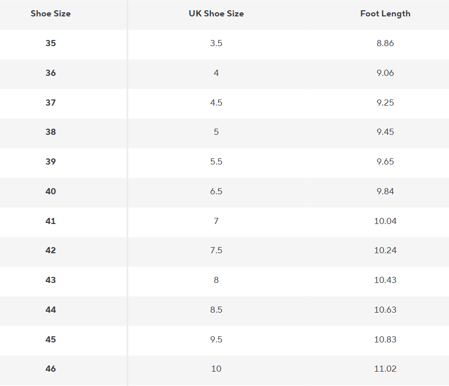 Men's White Sneakers | Split Leather | The Core Perforated Edition - Size Chart