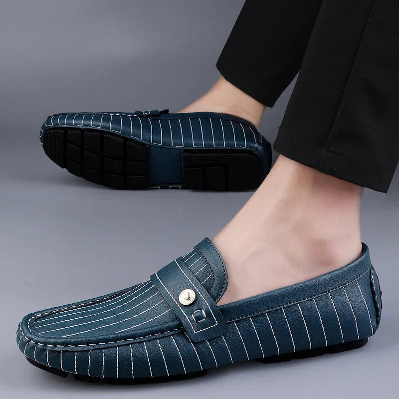 Leather Loafers | Pinstripe Detailing