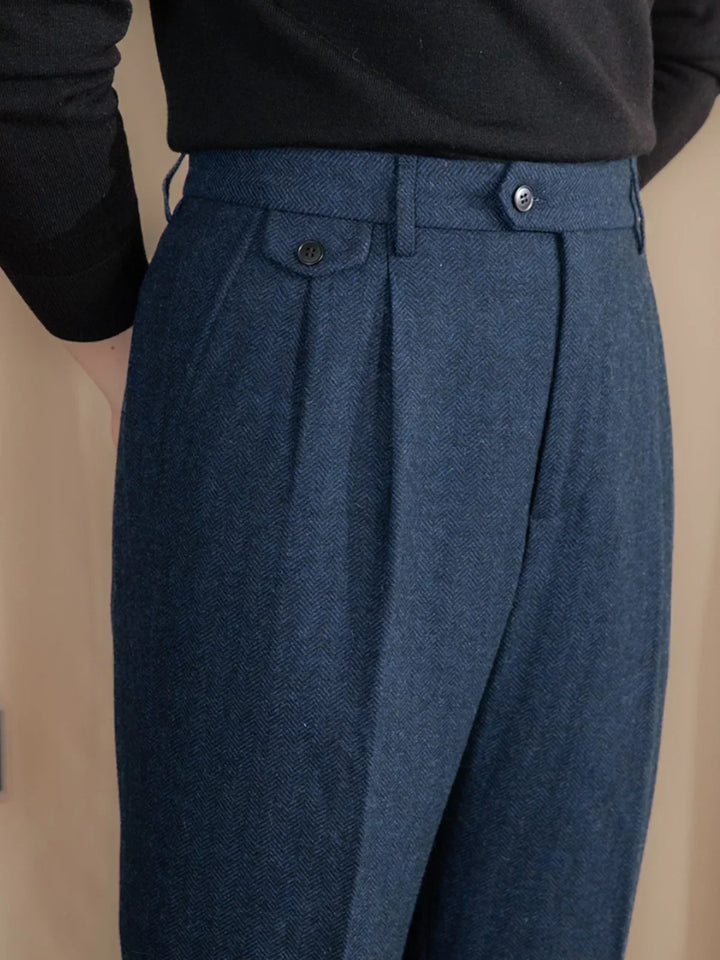Wool Herringbone Trousers | Side Adjusters | The Core Collection