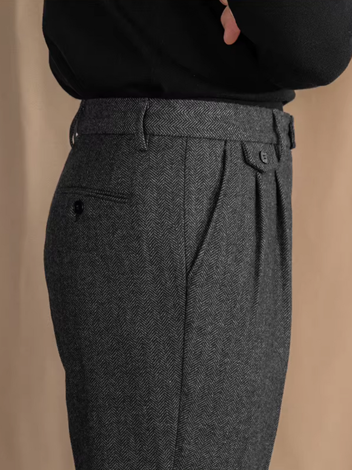 Wool Herringbone Trousers | Side Adjusters | The Core Collection