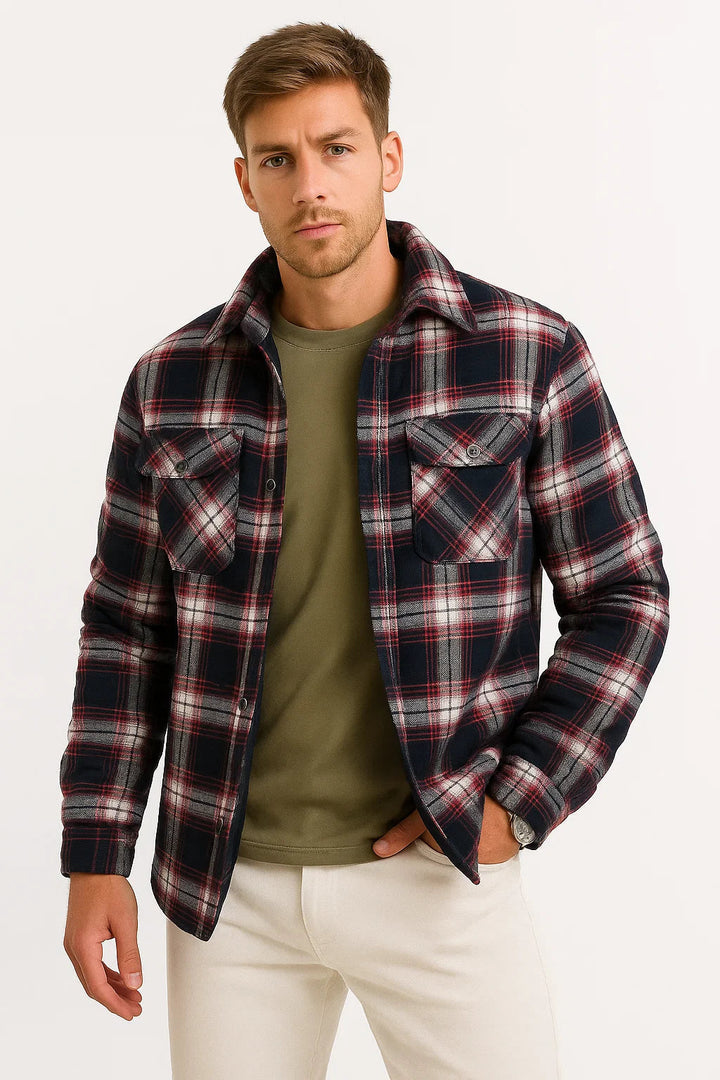 Quilted Plaid Overshirt Jacket | Cotton Lined
