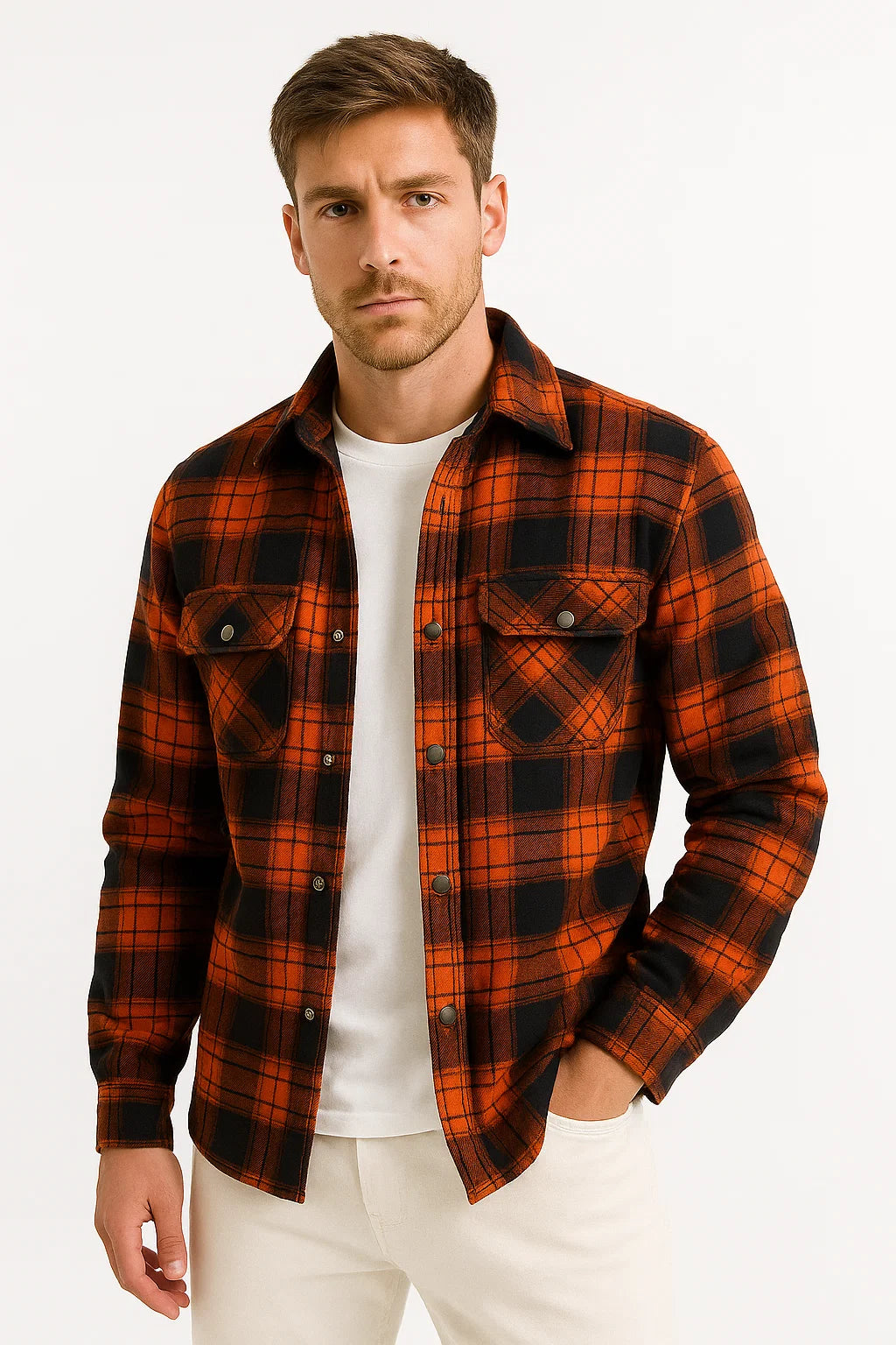 Quilted Plaid Overshirt Jacket | Cotton Lined