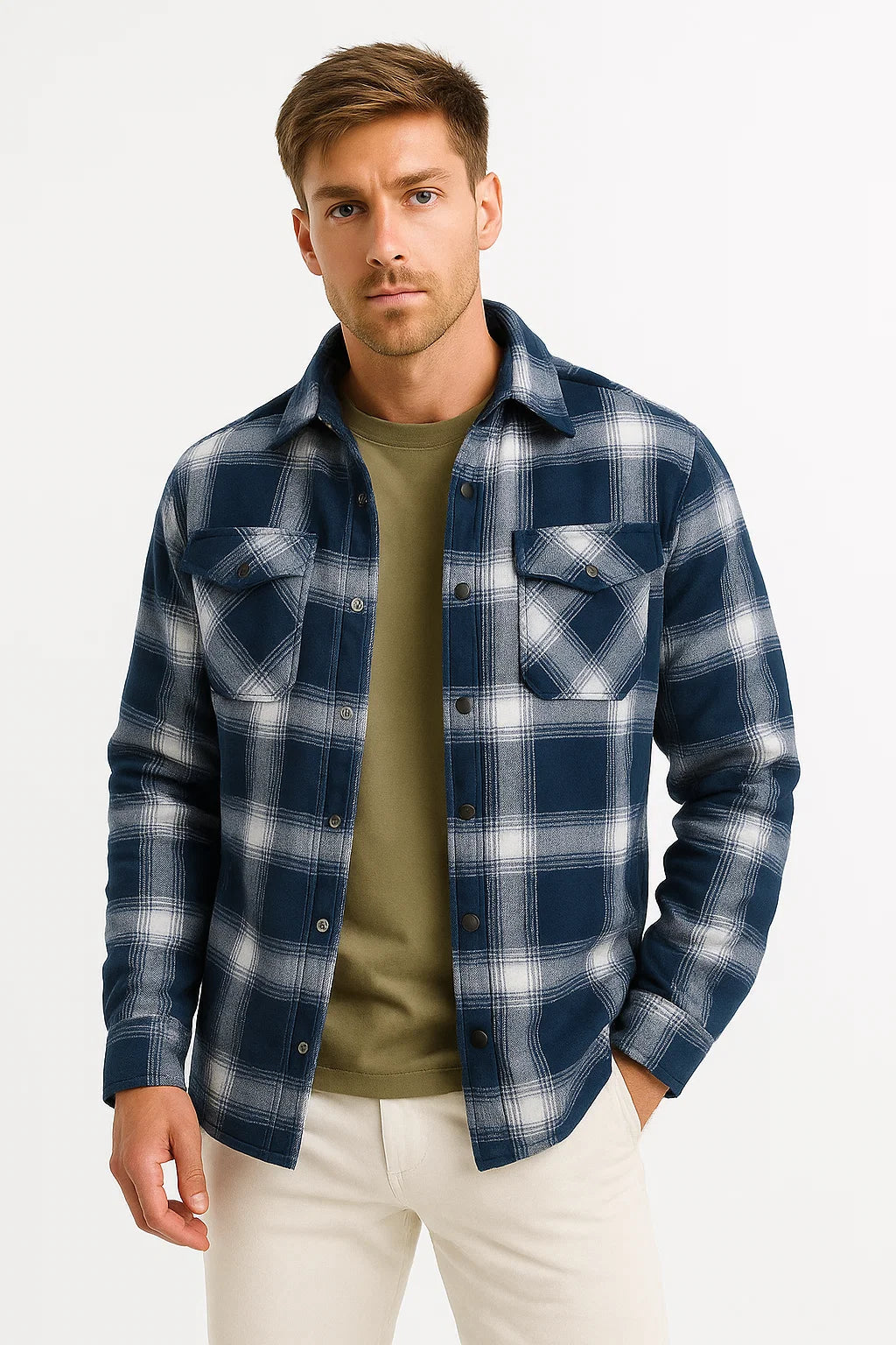 Quilted Plaid Overshirt Jacket | Cotton Lined
