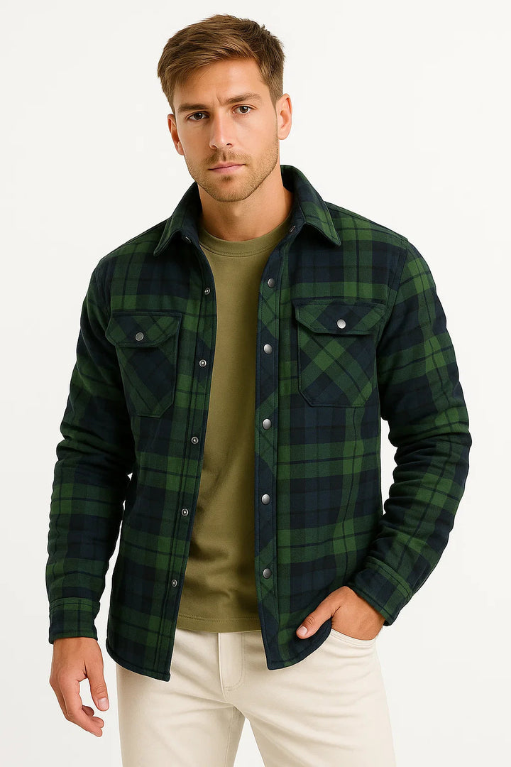 Quilted Plaid Overshirt Jacket | Cotton Lined