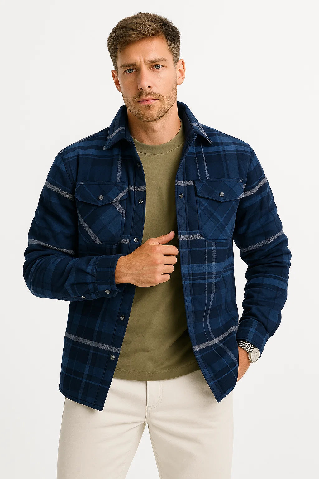 Quilted Plaid Overshirt Jacket | Cotton Lined