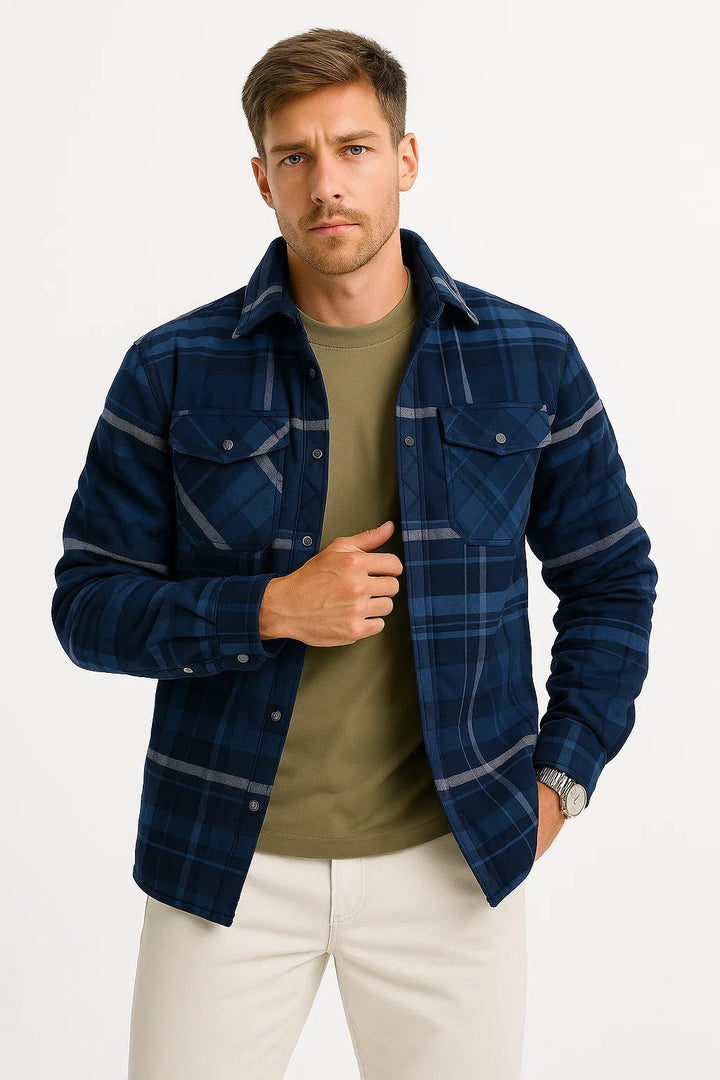 Quilted Plaid Overshirt Jacket | Cotton Lined