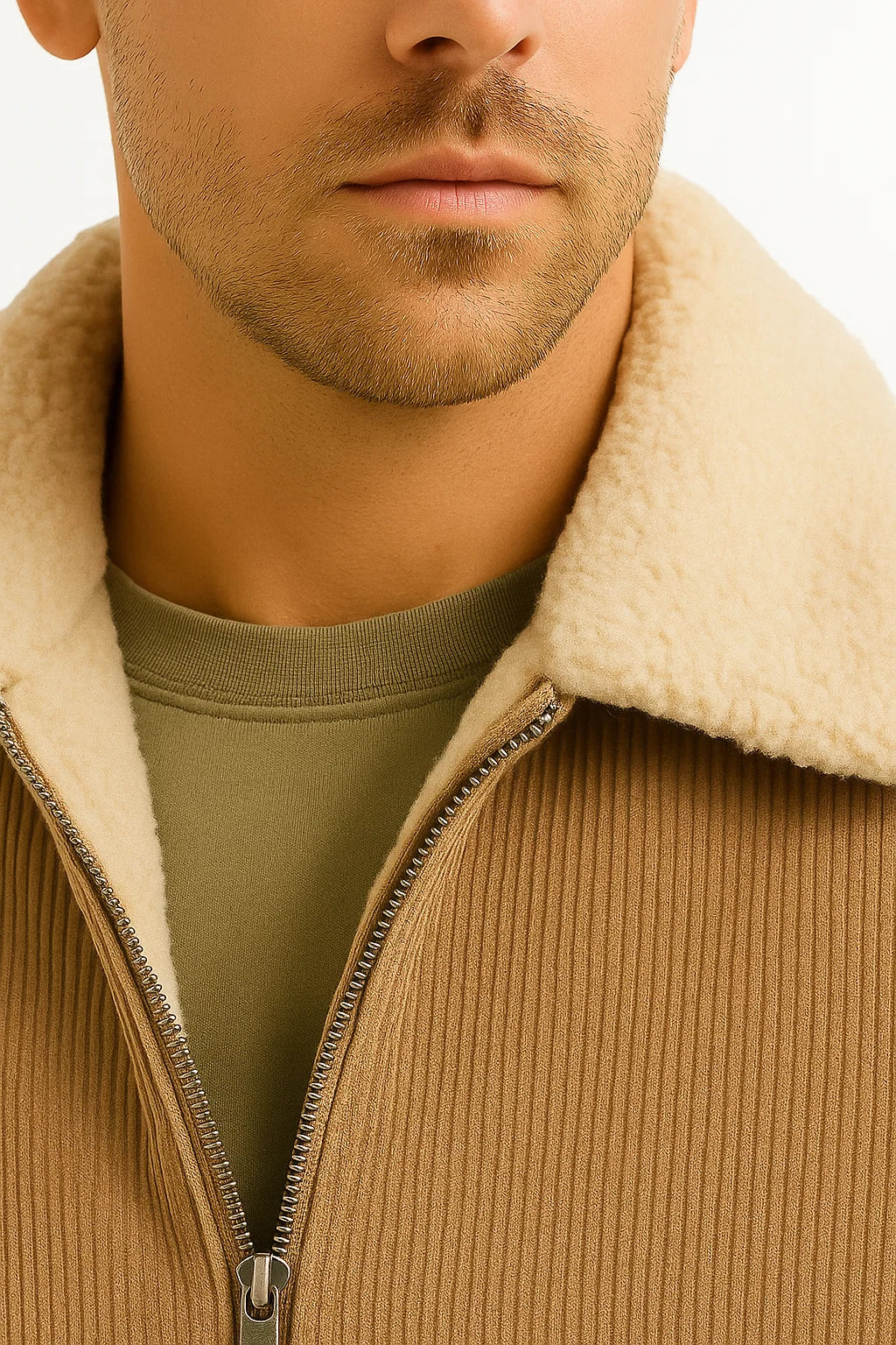 Jacket | Corduroy Fleece | Shearling Collar | Zip Front