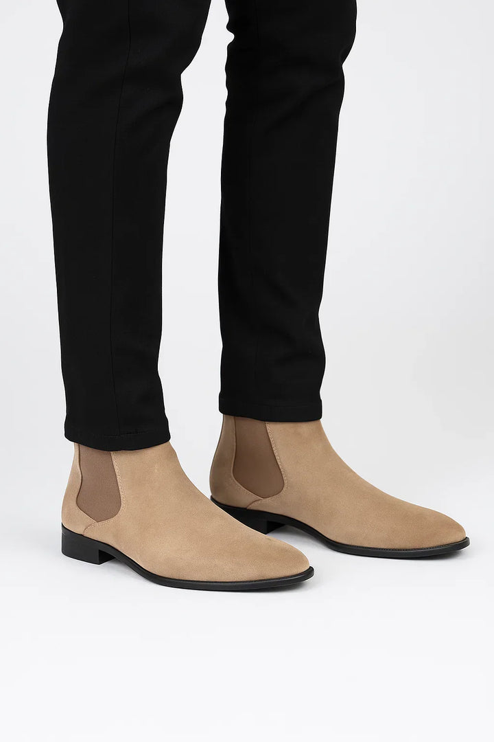 Chelsea Boots | Faux Suede | Slip-On | Low Heel